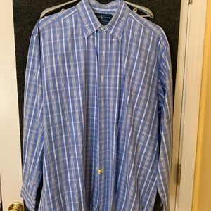 Ralph Lauren Blue and White Plaid Men's Shirt